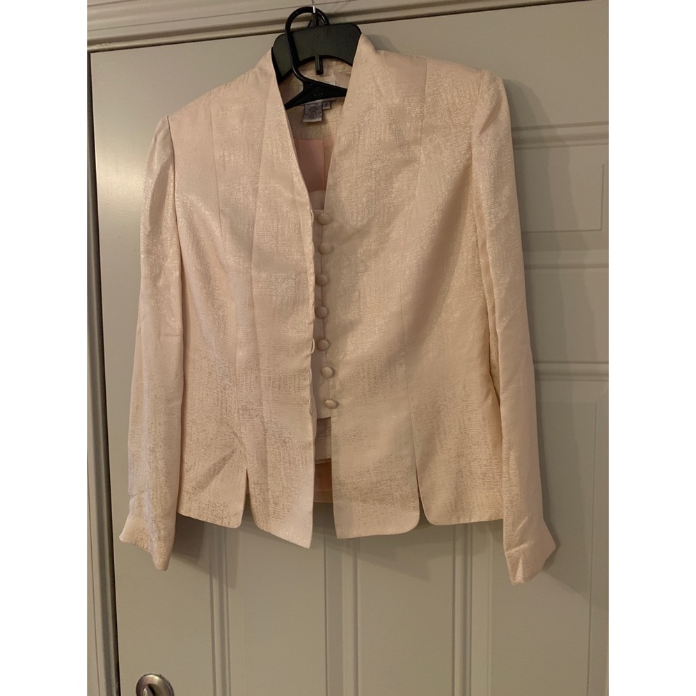 Blush pink silk suit